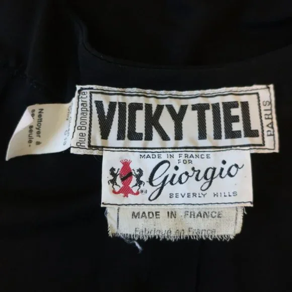 VINTAGE VICKY TIEL FOR GIORGIO BEVERLY HILLS WRAP DRESS BLACK JERSEY SIZE MEDIUM